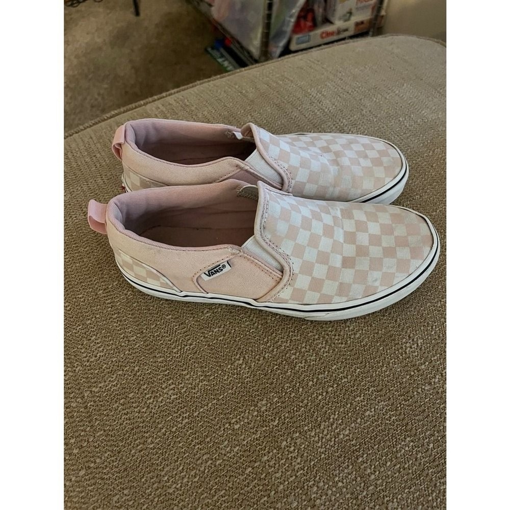 Vans Kids Pink Checkered Slip-On Shoes Skater sneakers